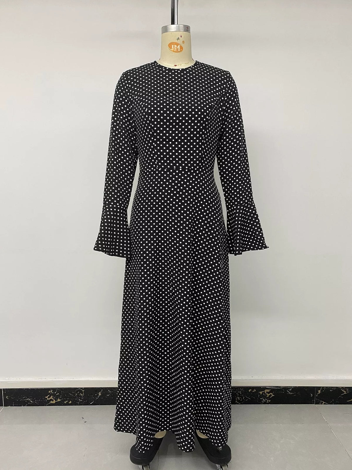 Polka Dot Flare Sleeve Maxi Dress - Lilixa.store