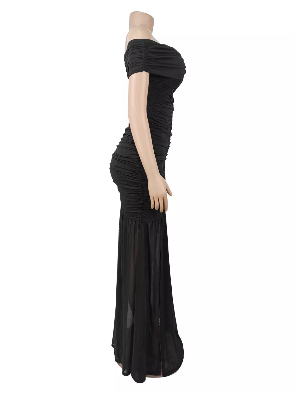 Off-Shoulder Ruched Mermaid Maxi Dress - Lilixa.store