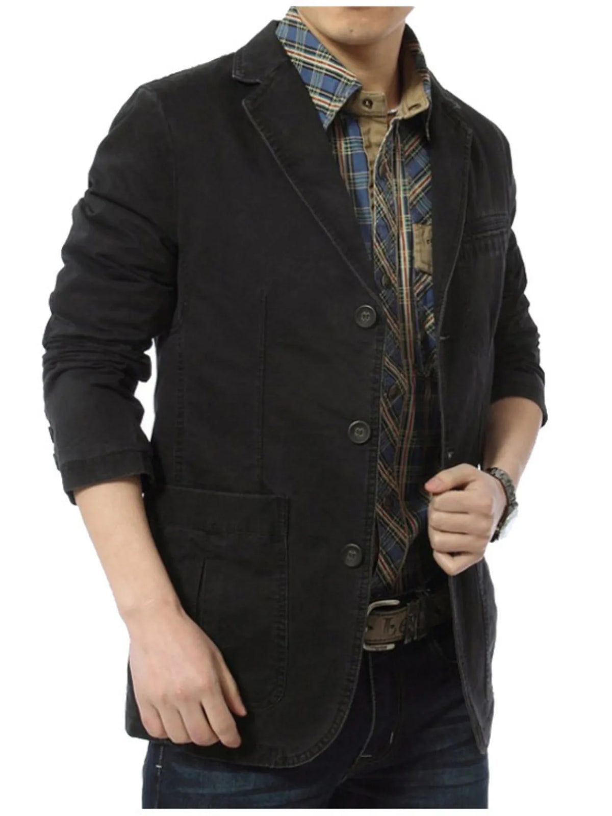 Men's Plus Size Lapel Collar Button Up Blazer - Lilixa.store