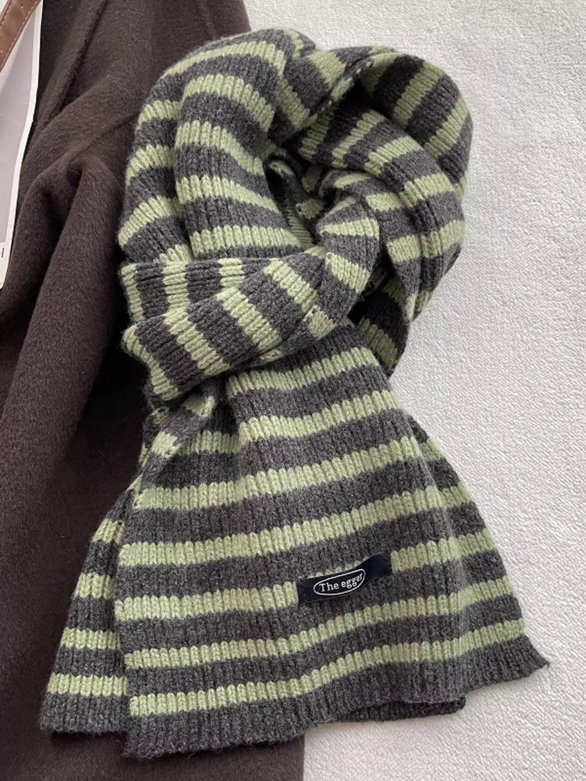 100% Wool Striped Knitted Winter Scarf - Lilixa.store