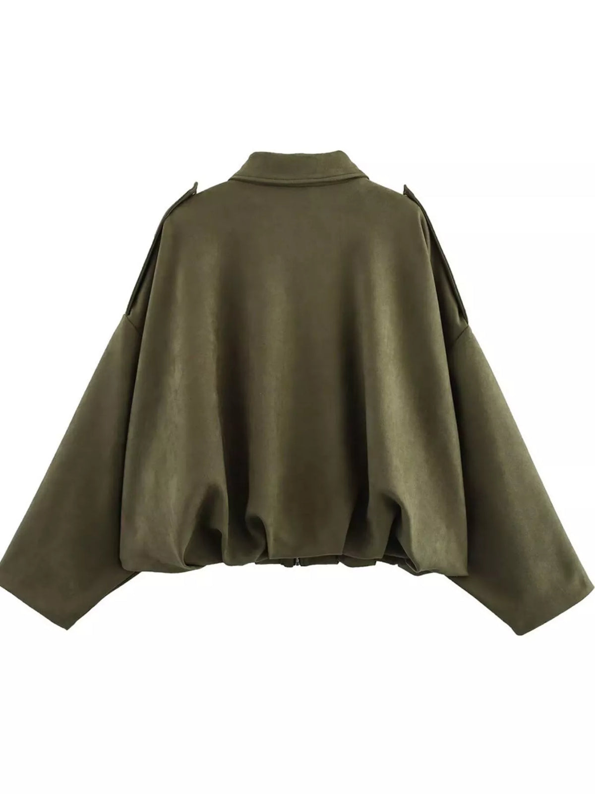 Collared Neck Dropped Shoulder Jacket - Lilixa.store