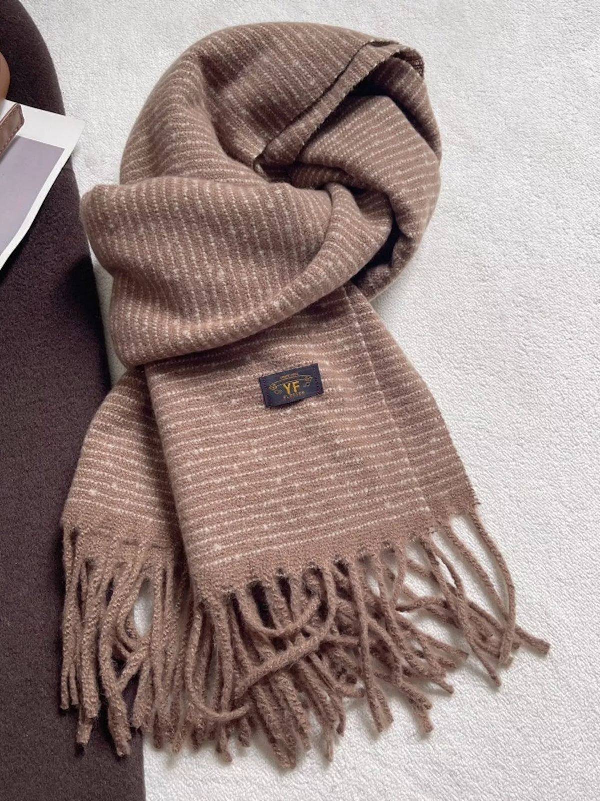 Warm Striped Tassel Scarf - Lilixa.store