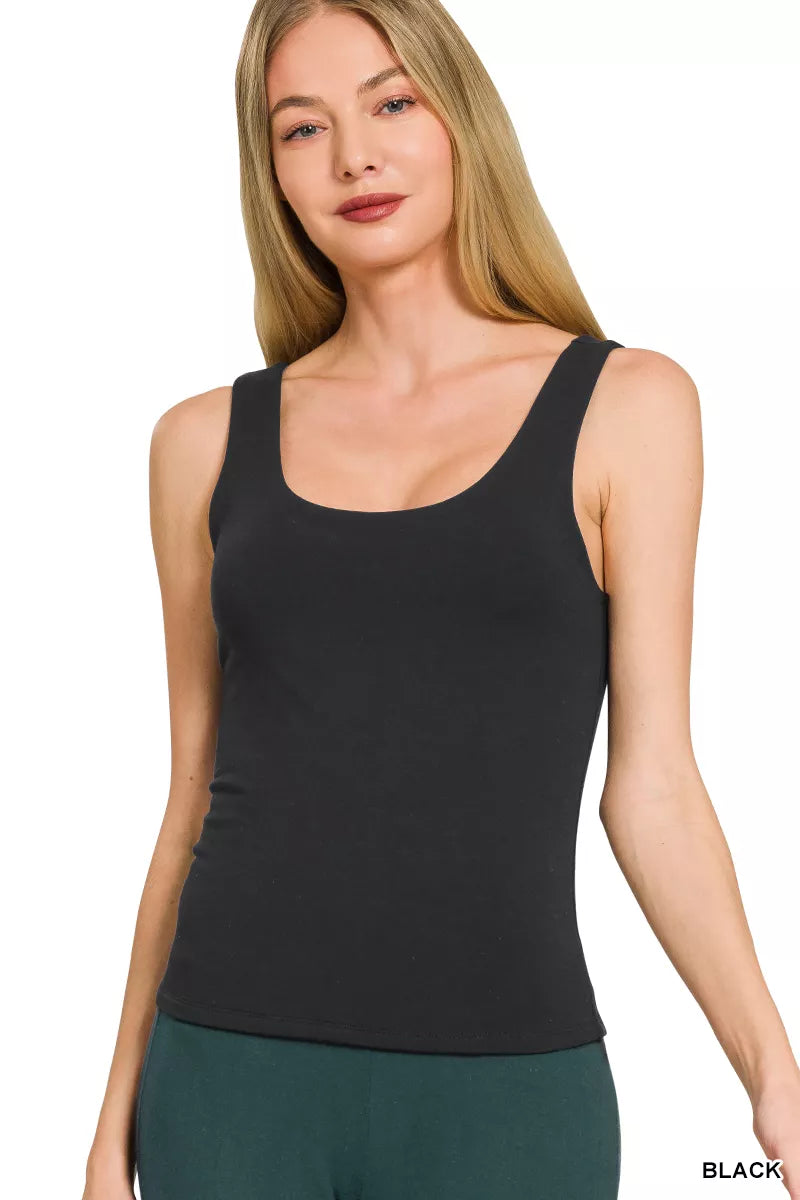 Zenana Double Layered Double Scoop Tank Top - Lilixa.store