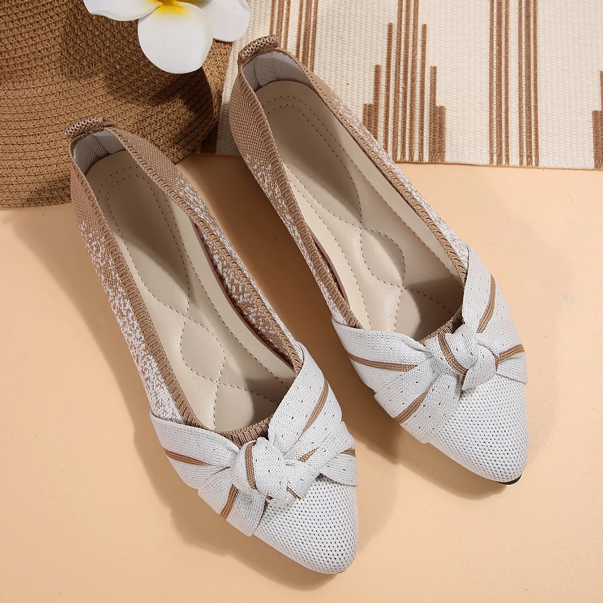Contrast Point Toe Flats Slip-Ons, view 3