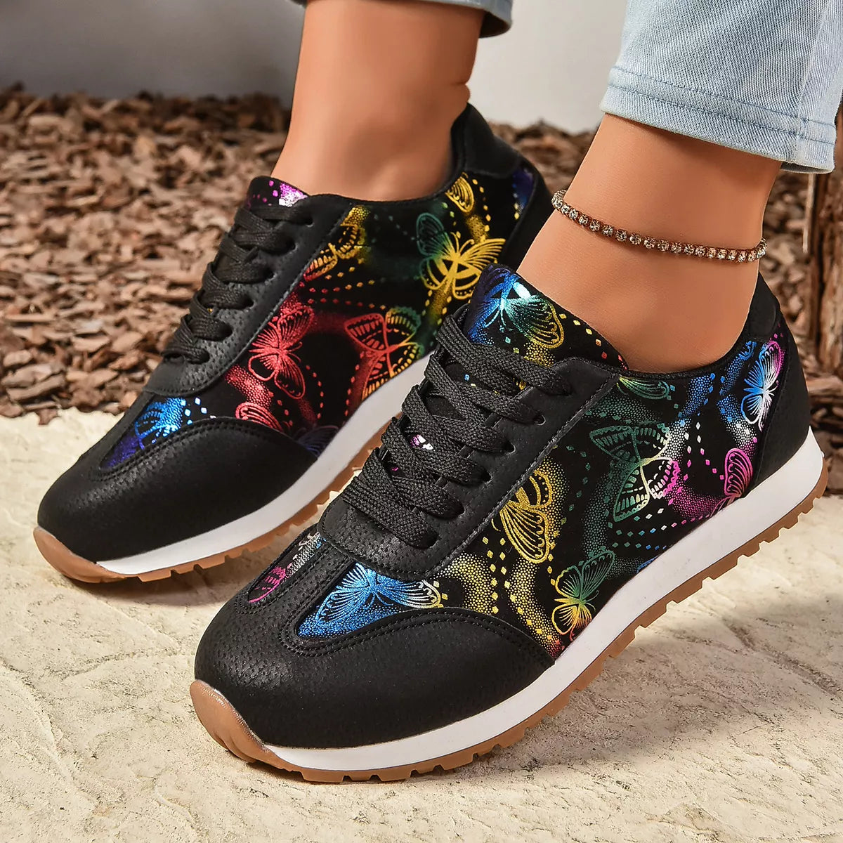 Butterfly Print Casual Sneakers - Lilixa.store