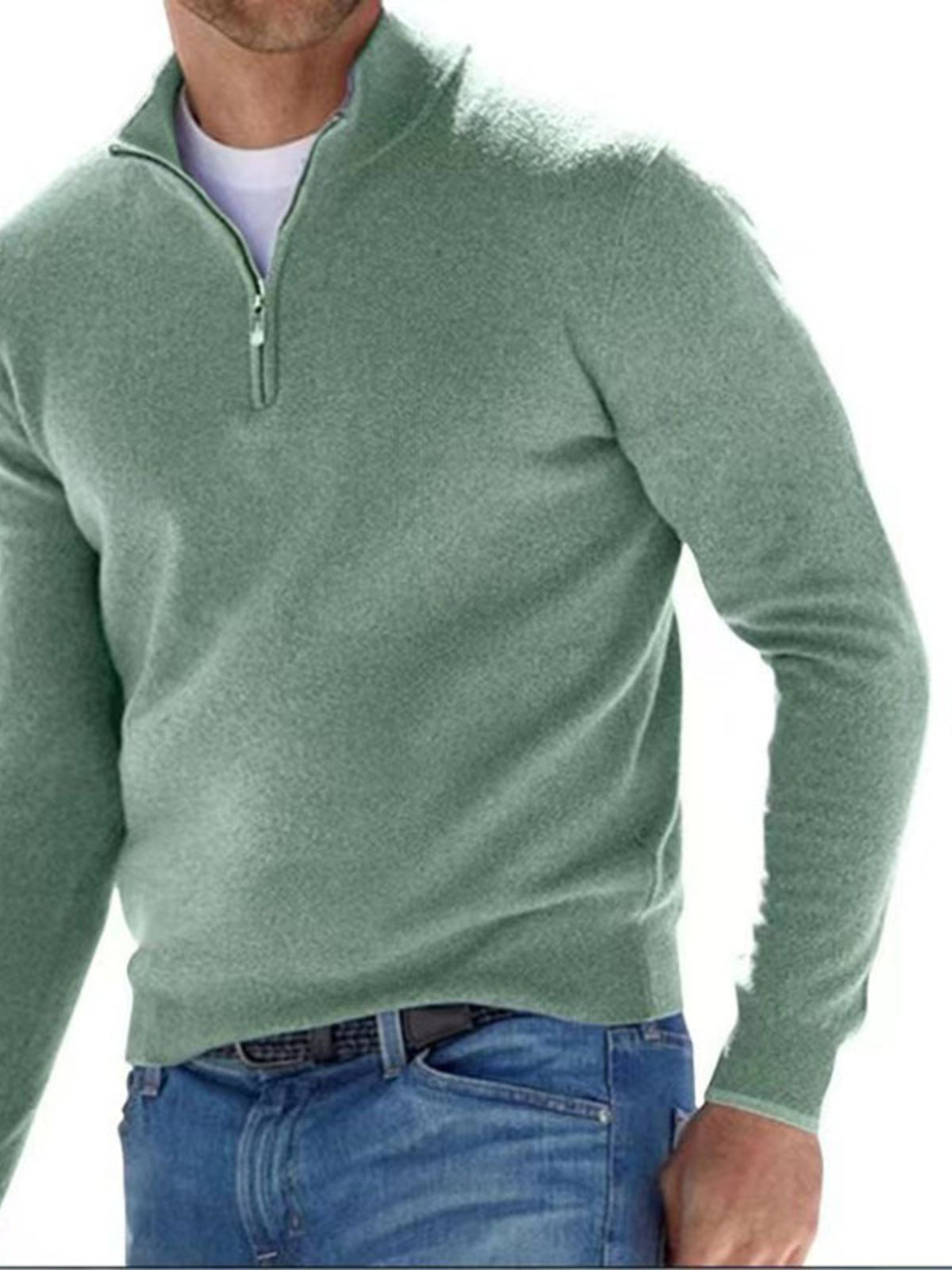 Men's Full Size Quarter-Zip Long Sleeve Sweater Plus Size