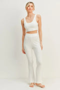 Kimberly C Waffle Tank and High Waist Flare Pants Set - Lilixa.store