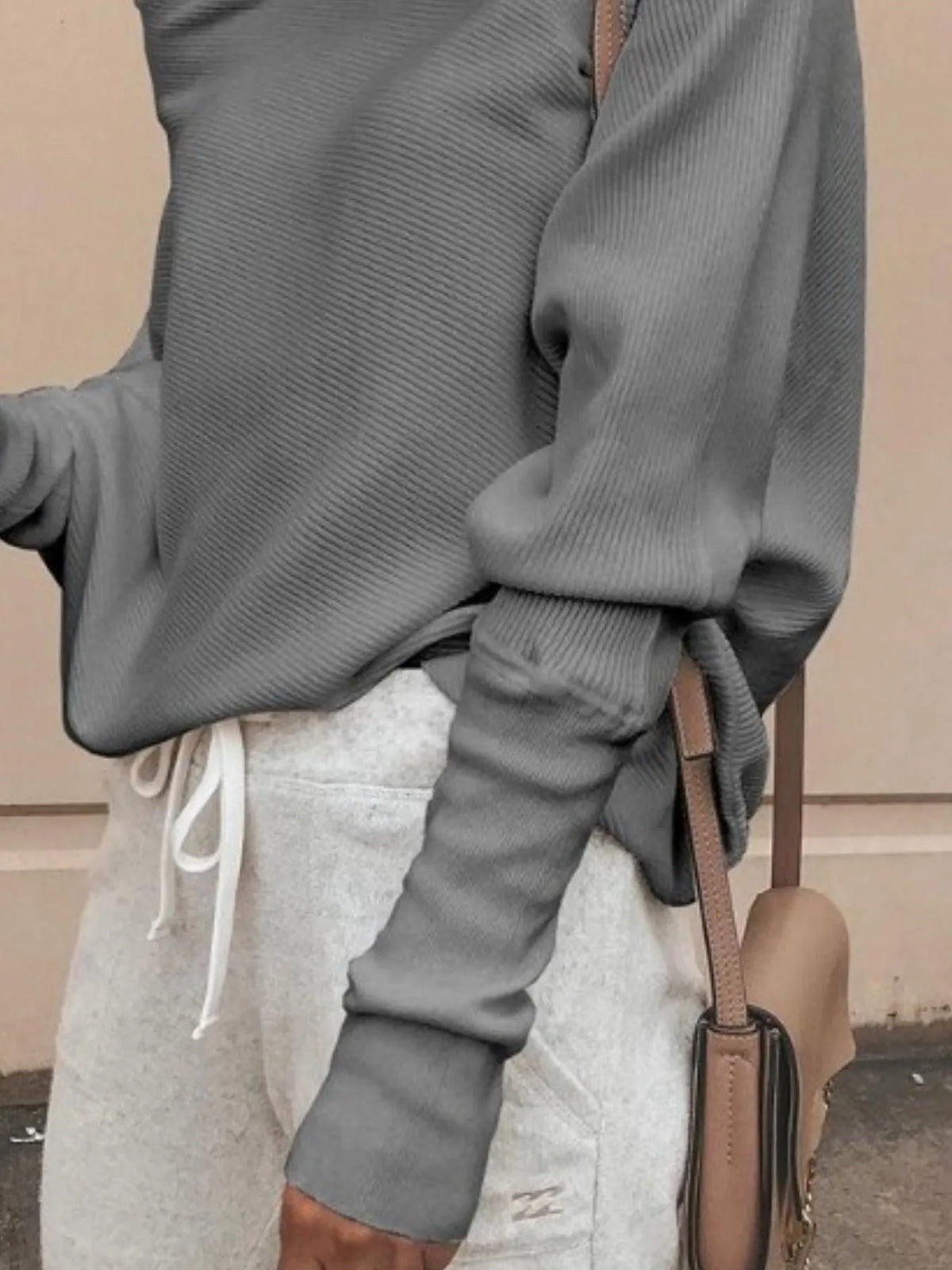 Single Shoulder Ribbed Knit Top - Lilixa.store
