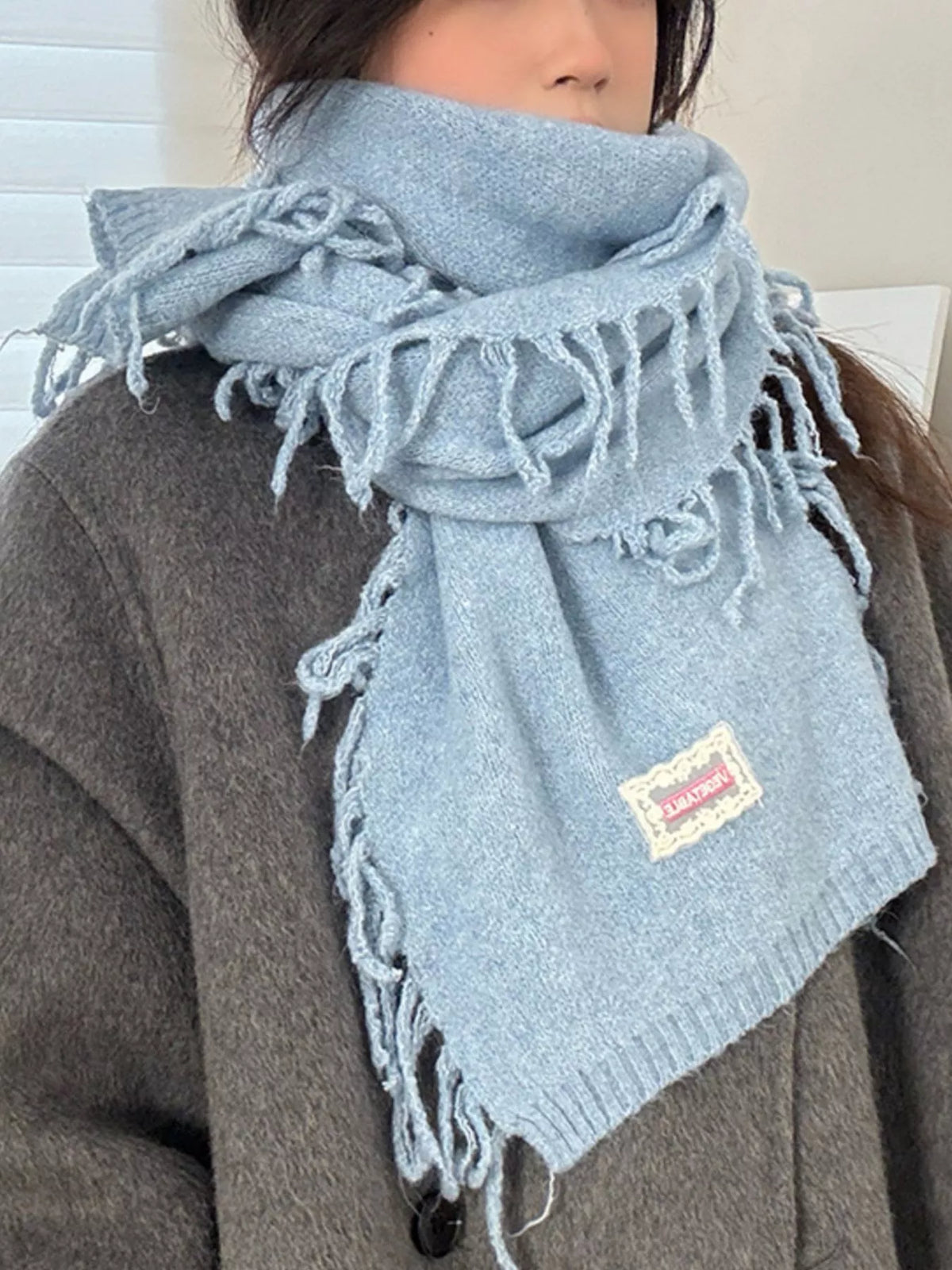 Knitted Fringe Scarf - Lilixa.store