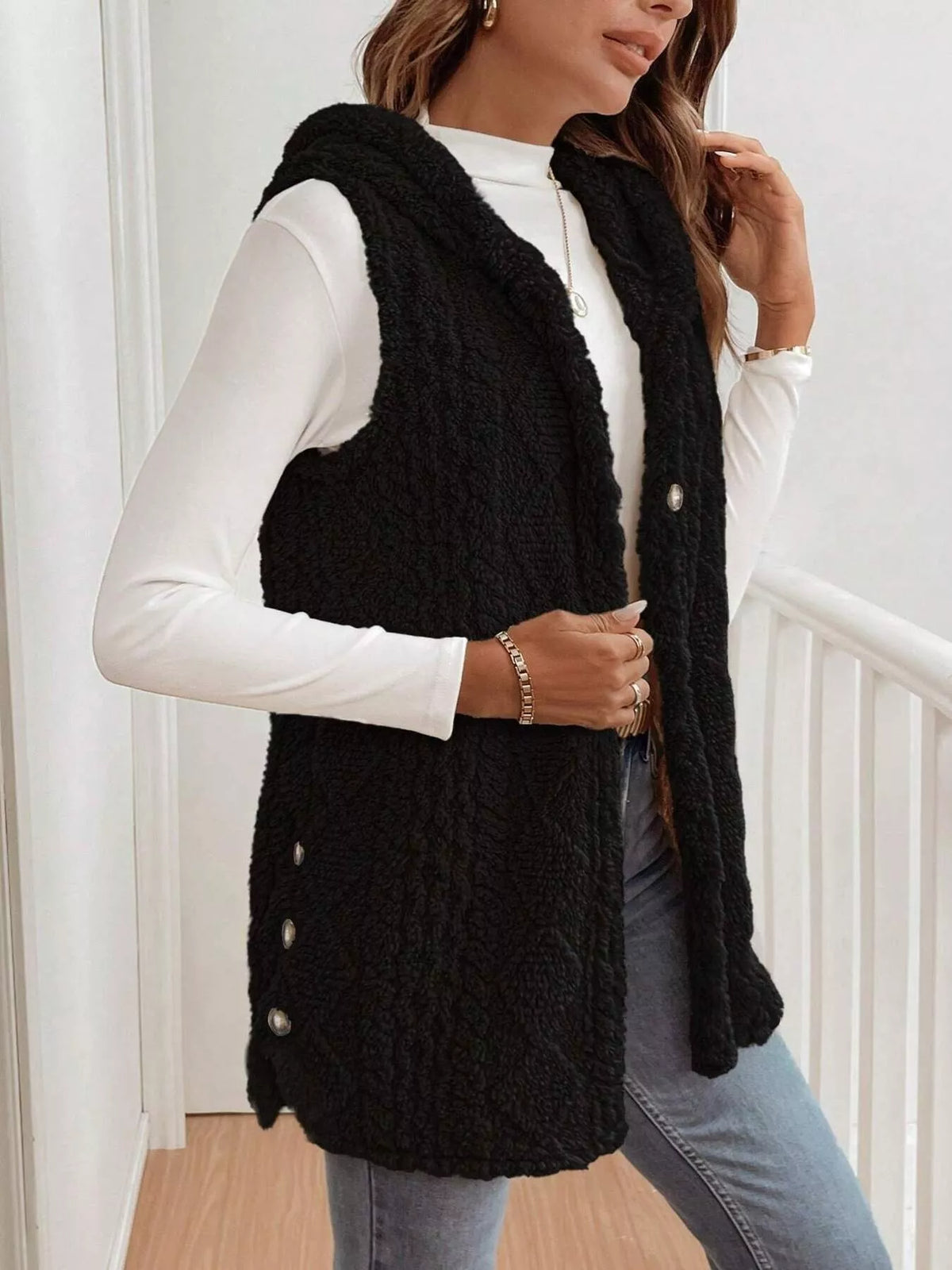 Cozy Sherpa Fleece Hooded Vest Coat - Lilixa.store