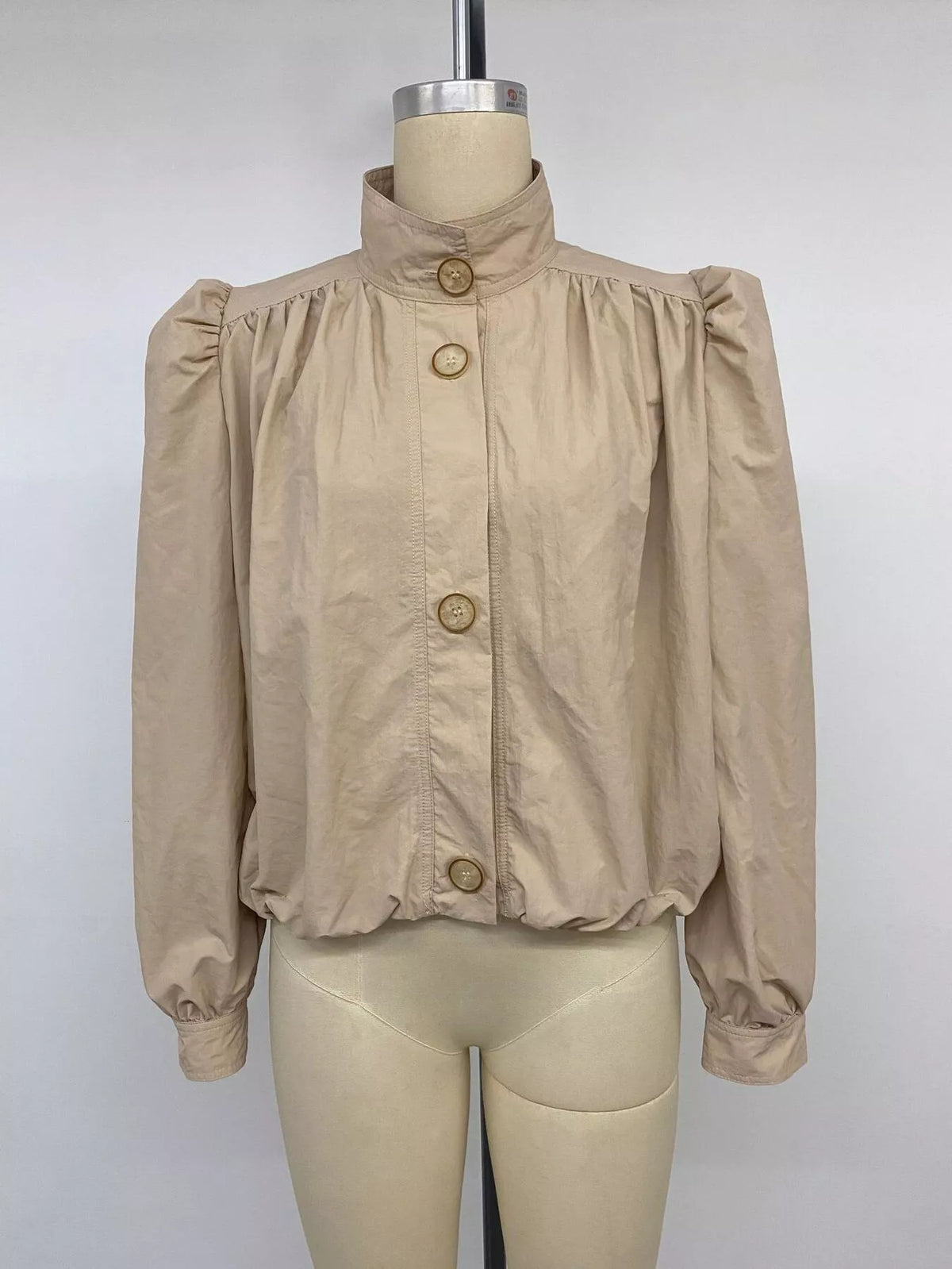 Button-Down Puff-Sleeve Jacket