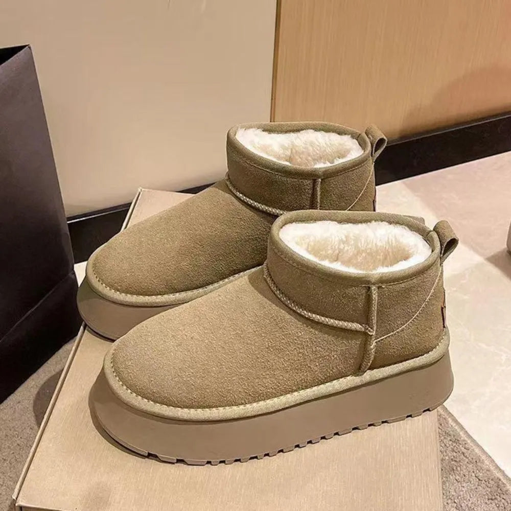 Fleece Lined Chunky Platform Mini Boots - Lilixa.store