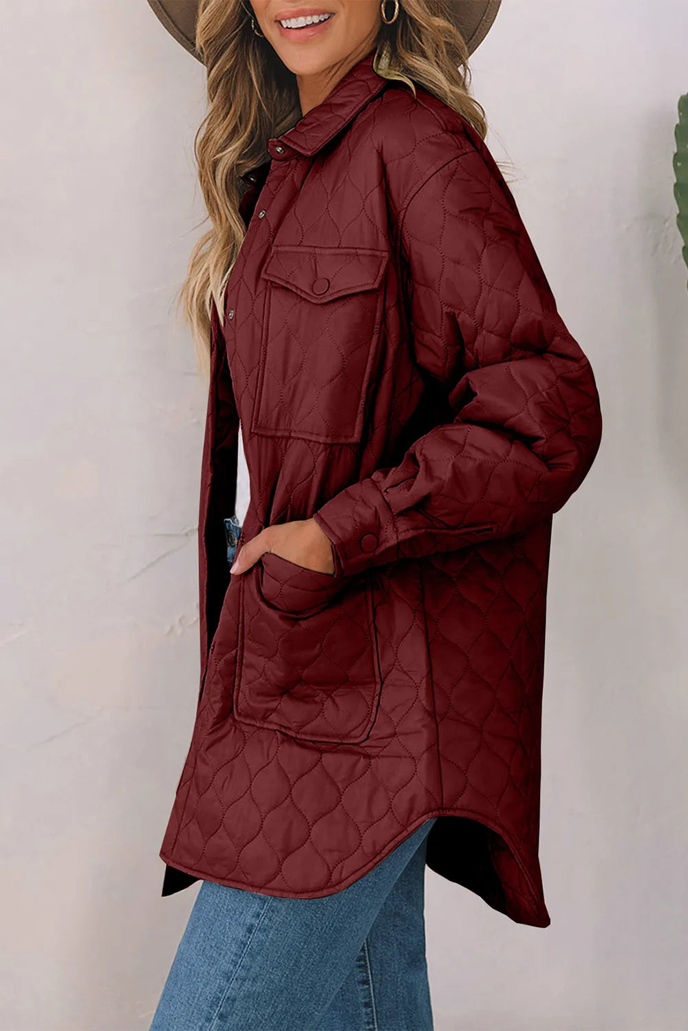 Snap Down Collared Winter Coat - Lilixa.store
