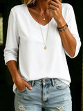 Full Size V-Neck 3/4 Sleeve T-Shirt Plus Size - Lilixa.store
