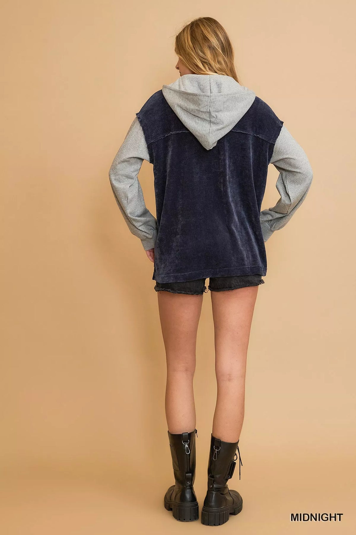 Umgee Contrast Hooded Chenille Jacket, view 4