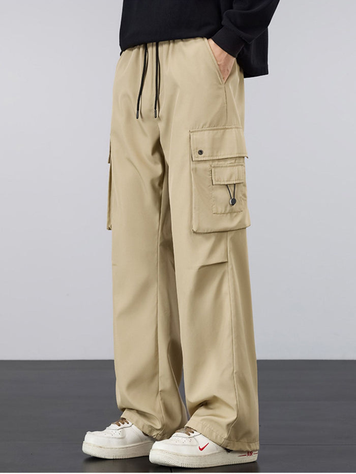 Men's Plus Size Loose Fit Cargo Pants in Khaki