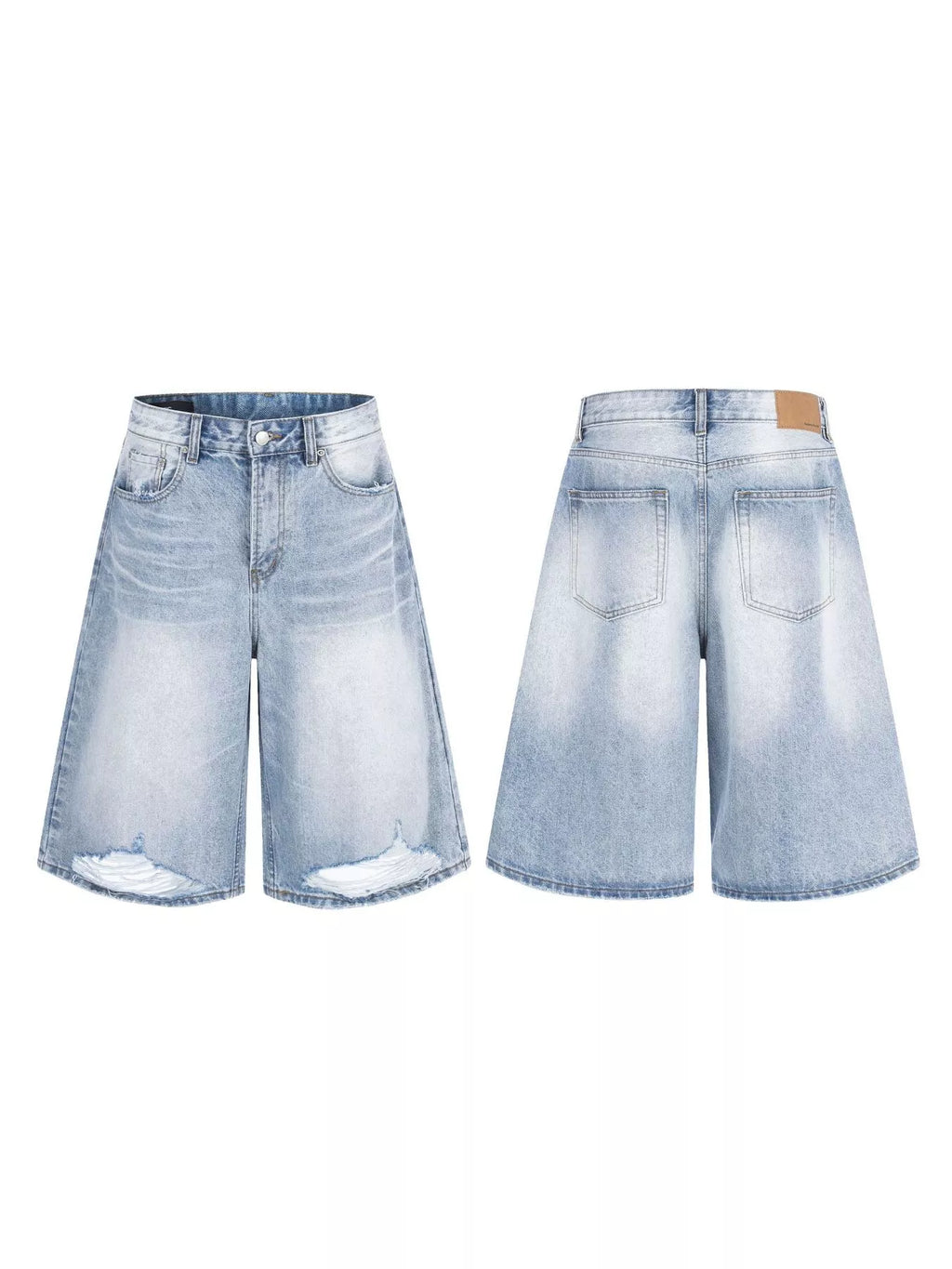 Men's High-Waisted Distressed Denim Capris - Lilixa.store