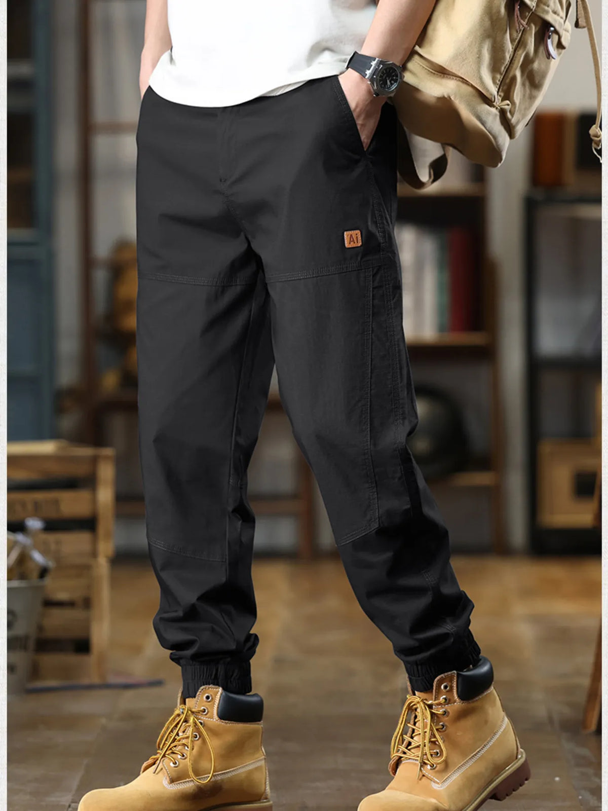 Men's Full Size Wide Leg Pants Plus Size in Black
