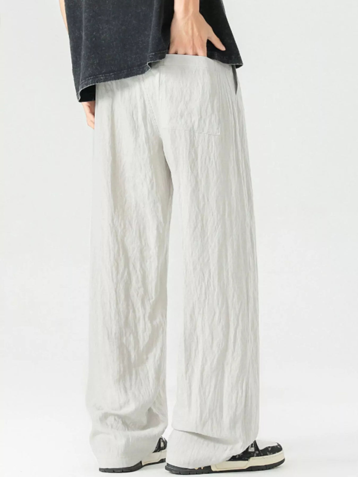 Men's Full Size Lightweight Wide Leg Pants Plus Size in Light Gray
