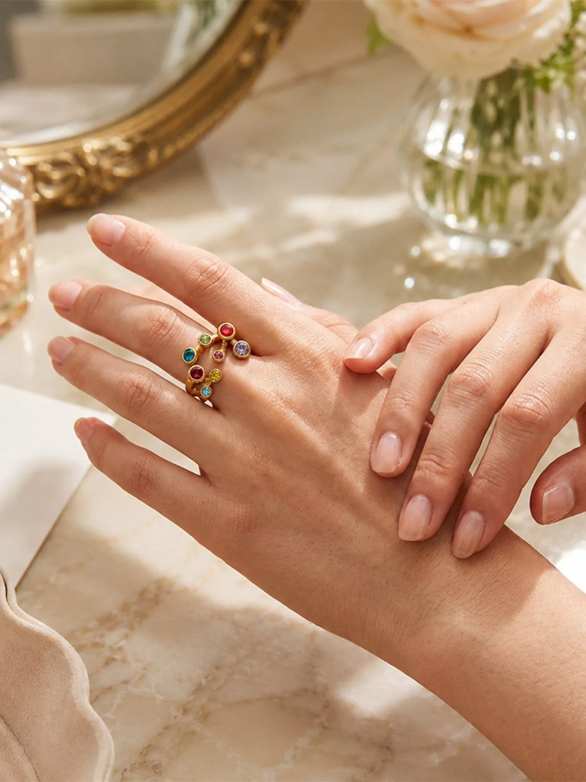 18K Gold-Plated Zircon Ring, view 6