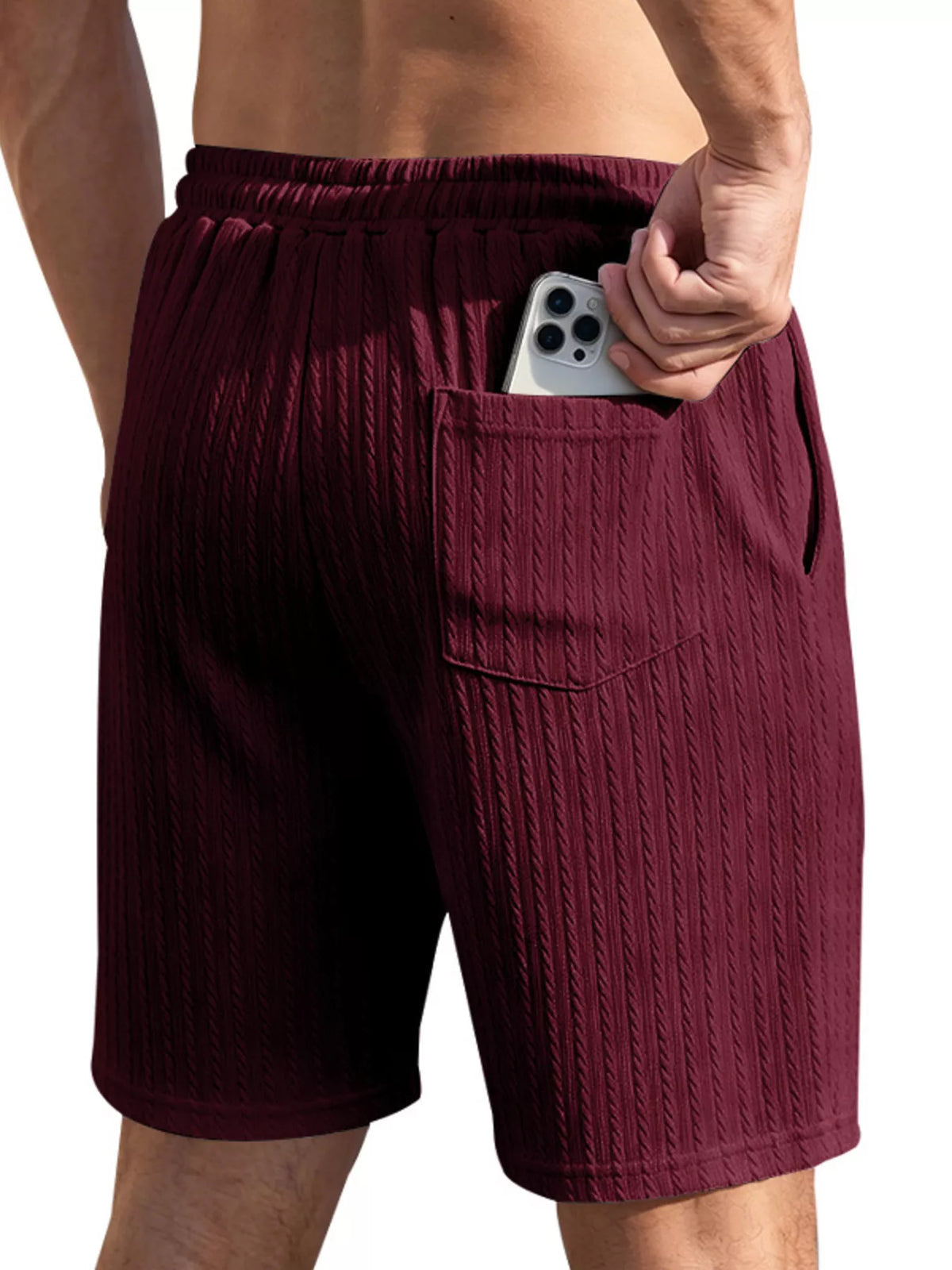 Men's Full Size Casual Texture Drawstring Shorts Plus Size - Lilixa.store