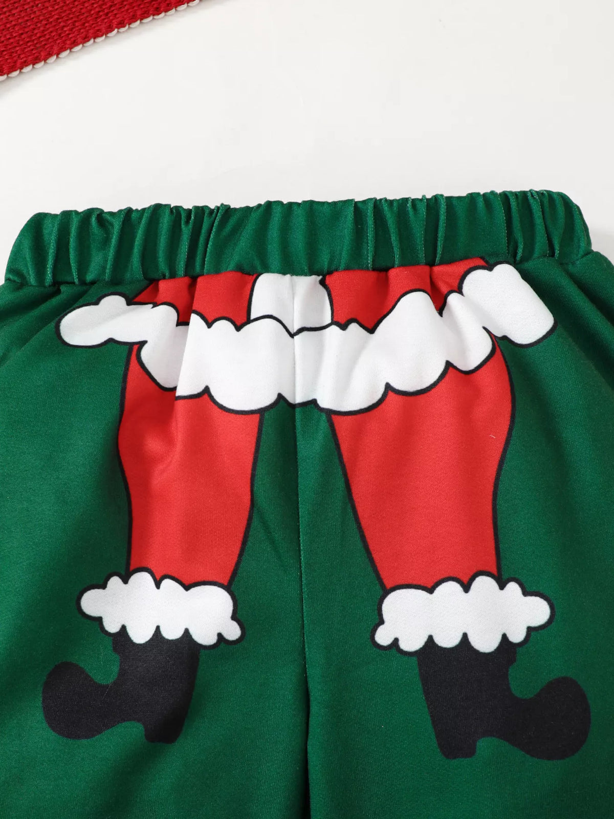 Children's Christmas Santa Claus Graphic Hooded Sweatshirt and Pants Set in Green, view 4