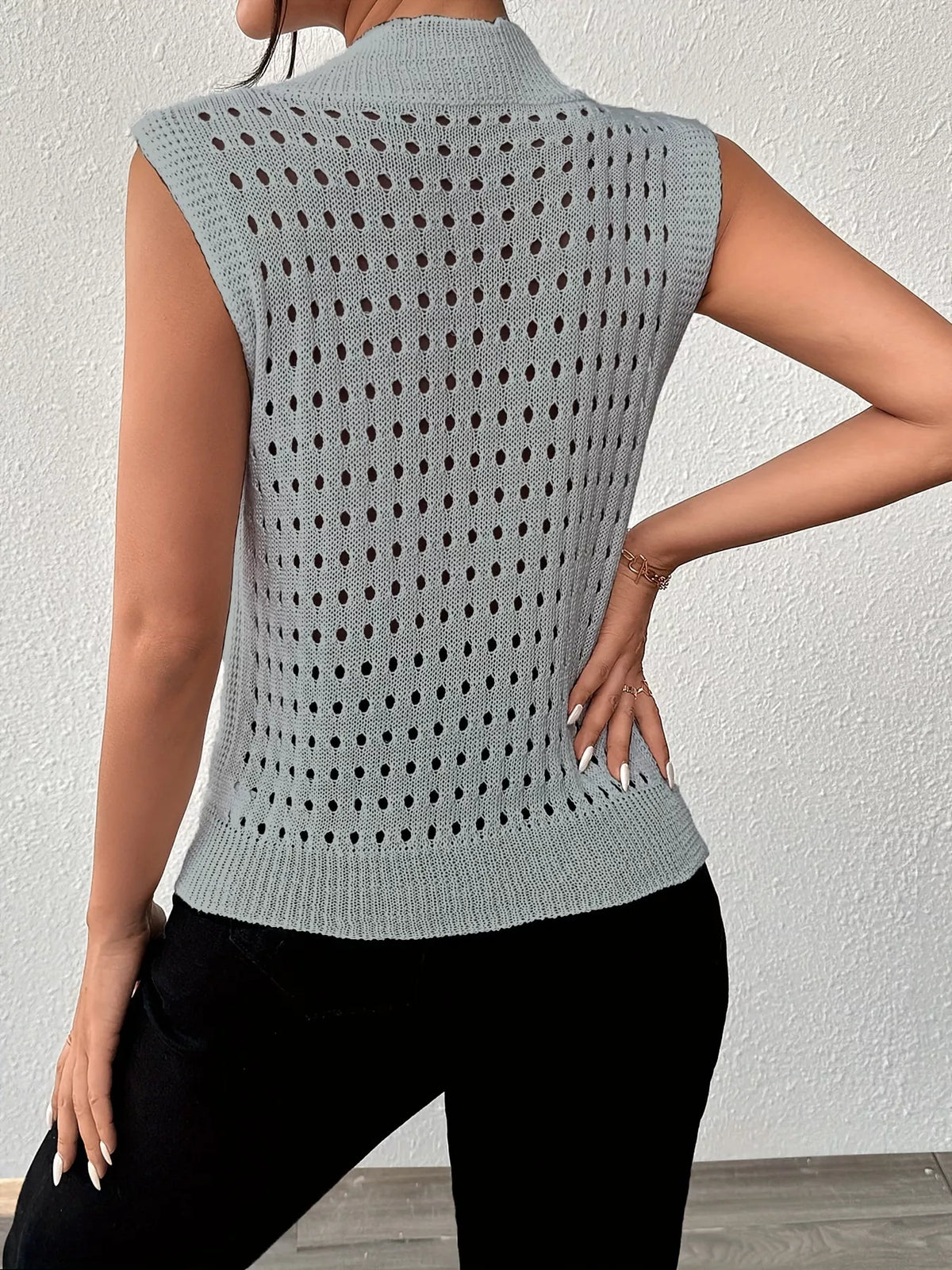 Hollow Out Round Neck Knit Tank, view 14
