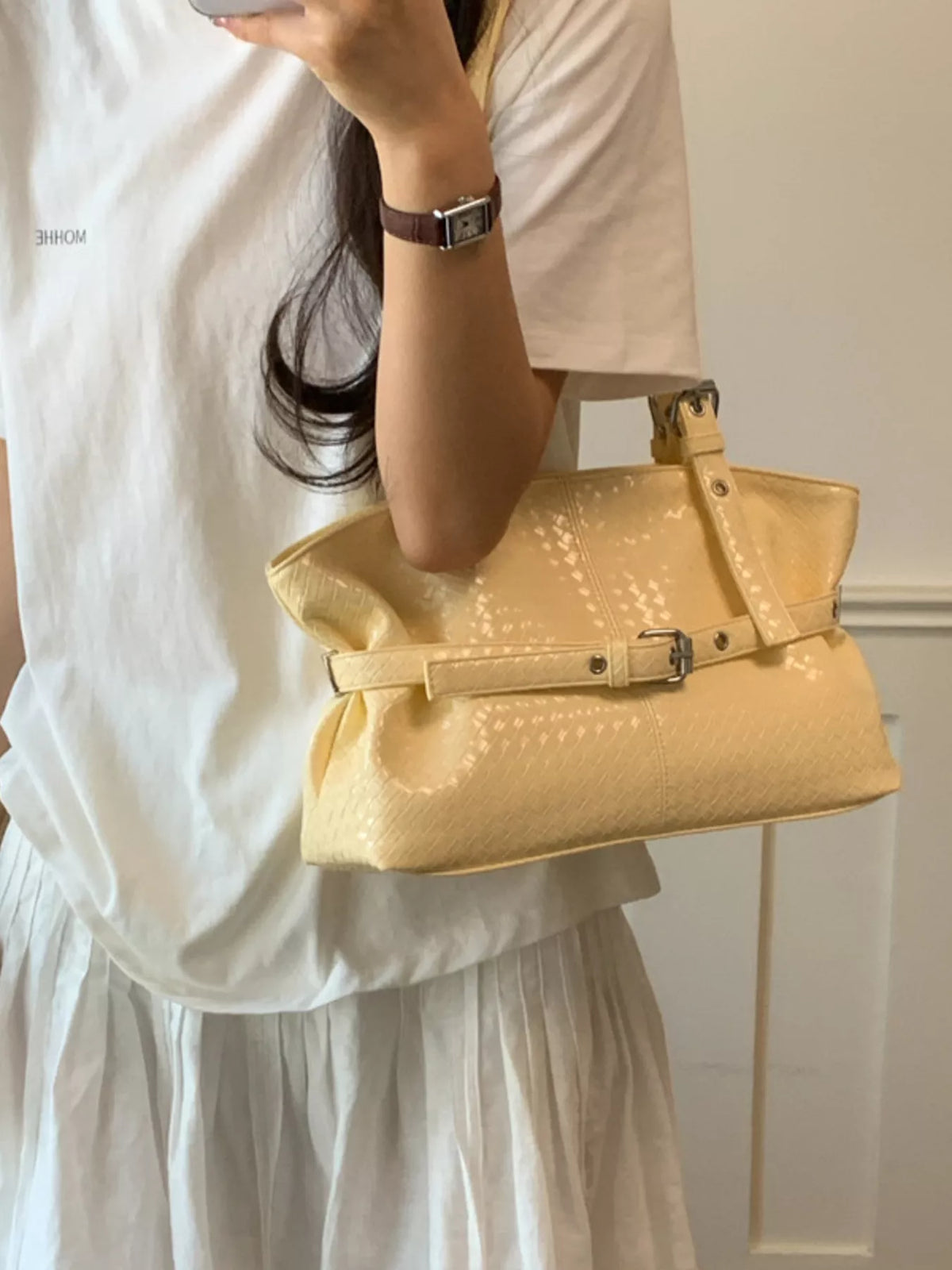Buckle Detail Shoulder Bag - Lilixa.store