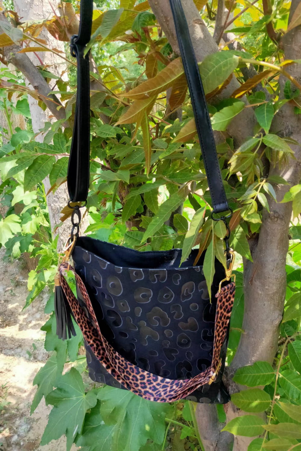 Adored PU Leather Shoulder Bag with Tassel, view 3