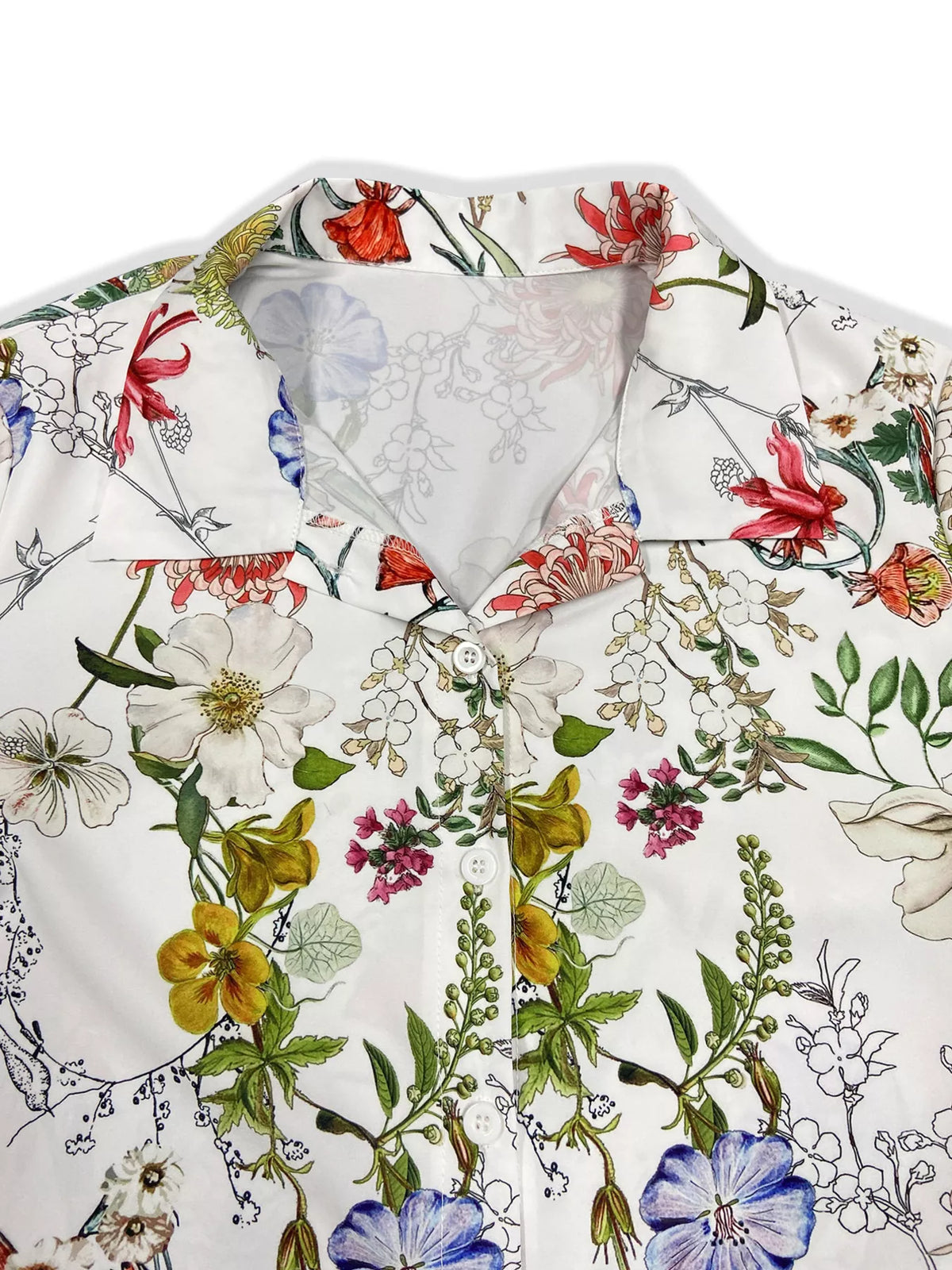Floral Print Button-Down Shirt - Lilixa.store