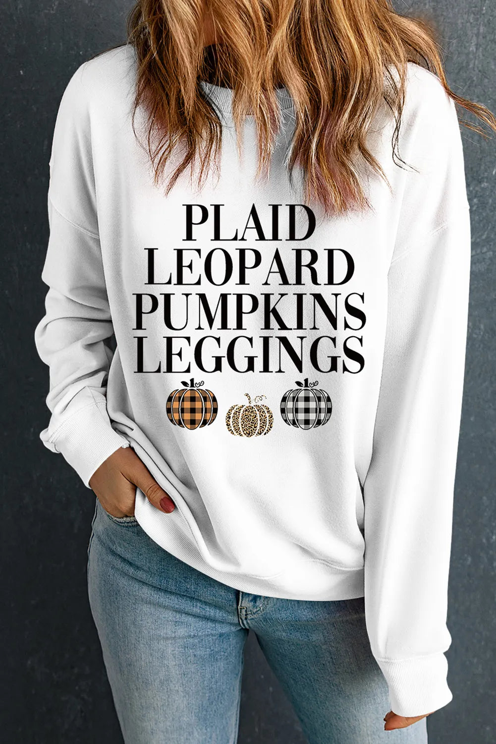 Letter Graphic Round Neck Long Sleeve Sweatshirt - Lilixa.store