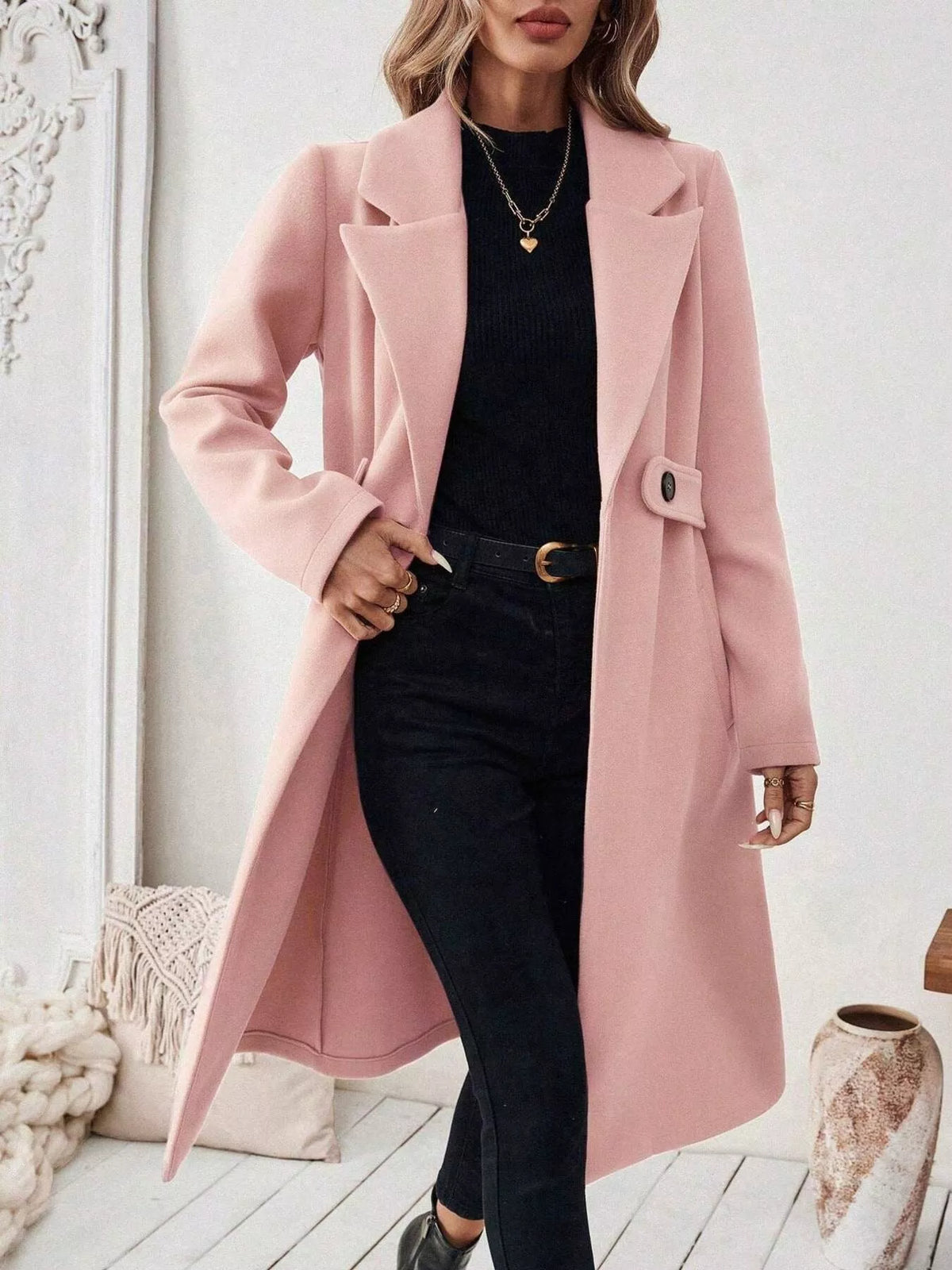 Single-Button Longline Coat - Lilixa.store