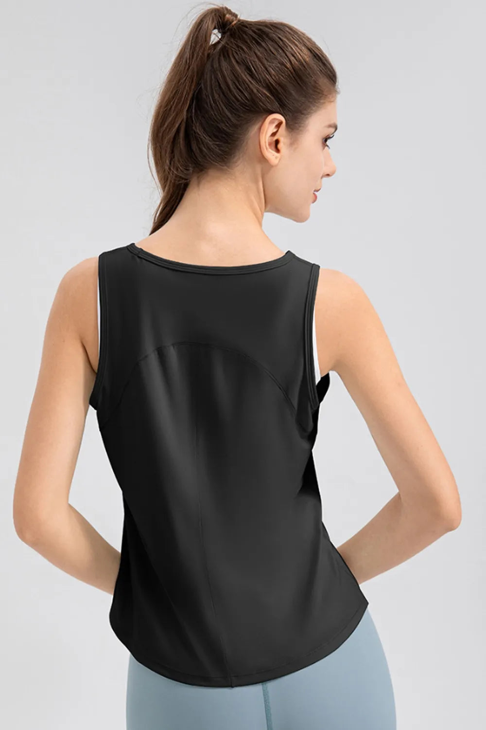 Wide Strap Round Neck Active Tank - Lilixa.store