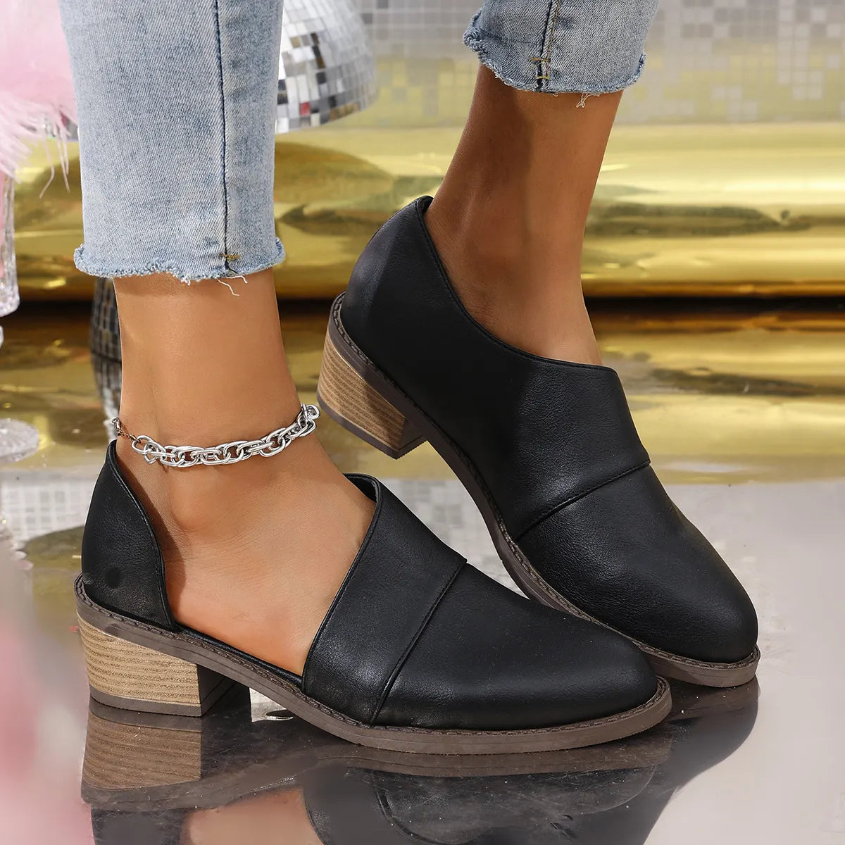 Point Toe Block Heels Pumps - Lilixa.store