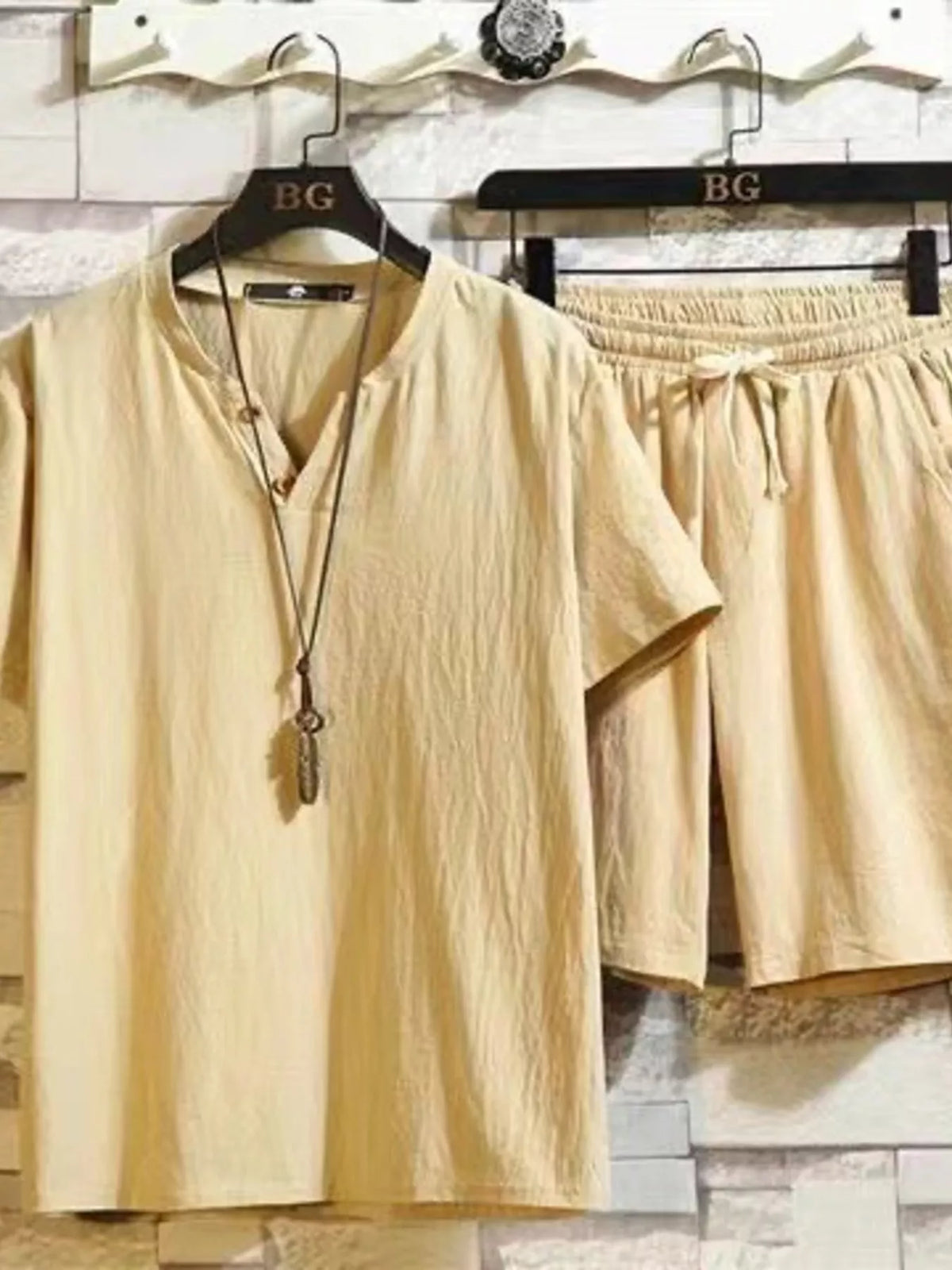 Men's Plus Size Short Sleeve Top and Shorts Set - Lilixa.store