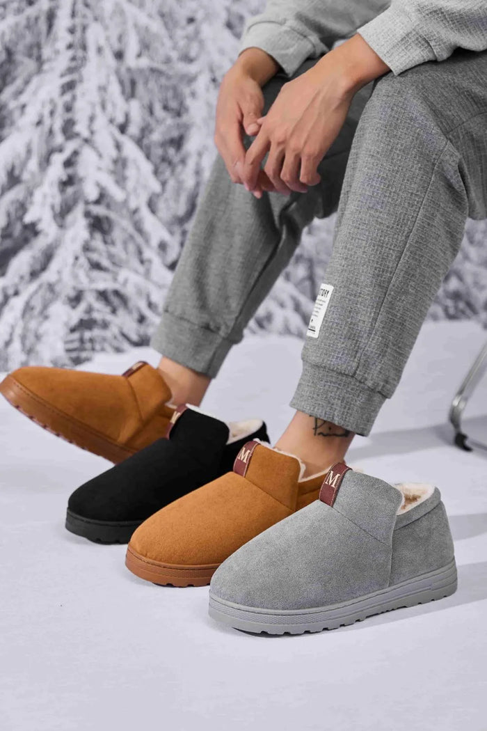 Letter M Suede Round Toe Slippers - Lilixa.store