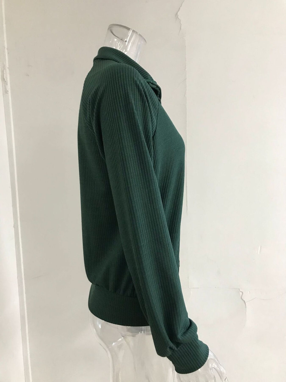 Full Size Ribbed Knit Zip-Up Outerwear Plus Size, view 7