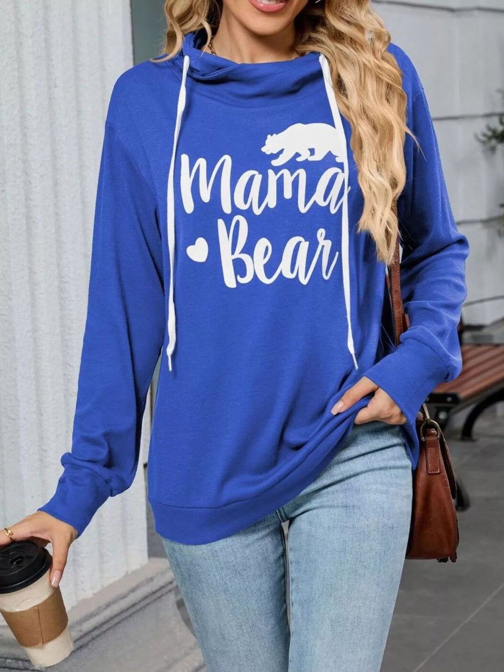 Contrast Letter Graphic Drawstring Long Sleeve Hoodie - Lilixa.store