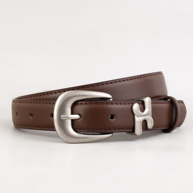 Leather Belt with Stylish H-Shaped Buckle - Lilixa.store