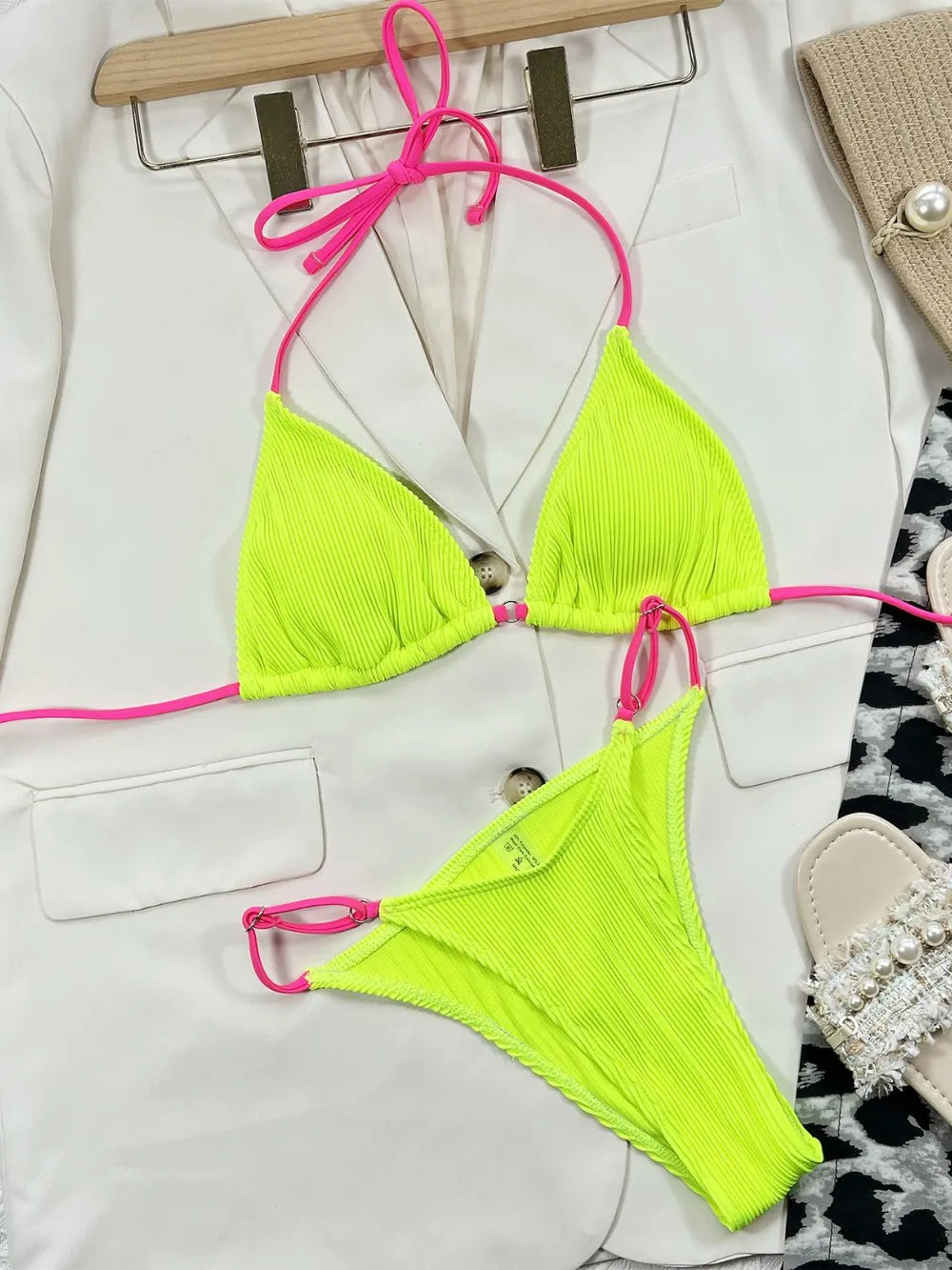 Ribbed Tie Back Bikini Set - Lilixa.store