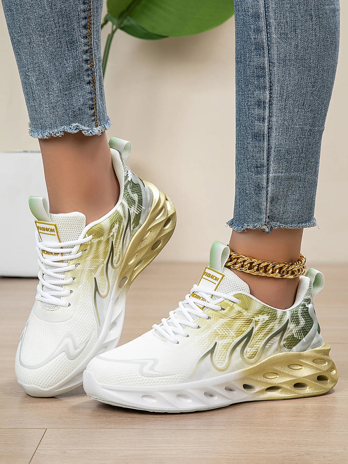 Round Toe Lace Up Mesh Athletic - Lilixa.store