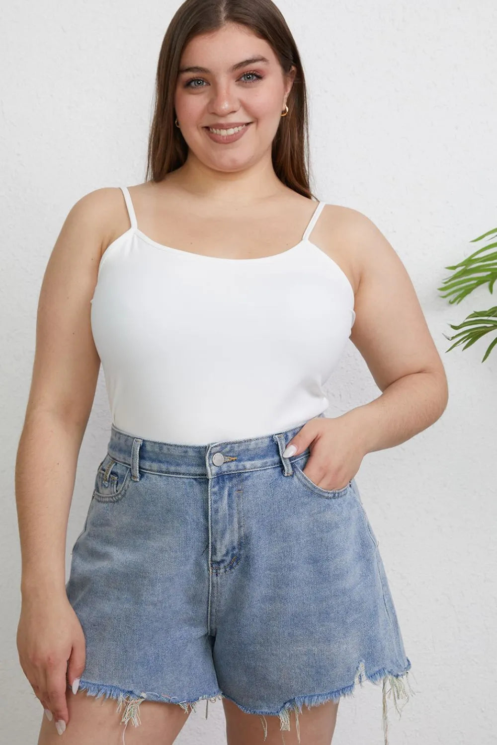 Basic Bae Full Size Round Neck Slim Cami Plus Size - Lilixa.store