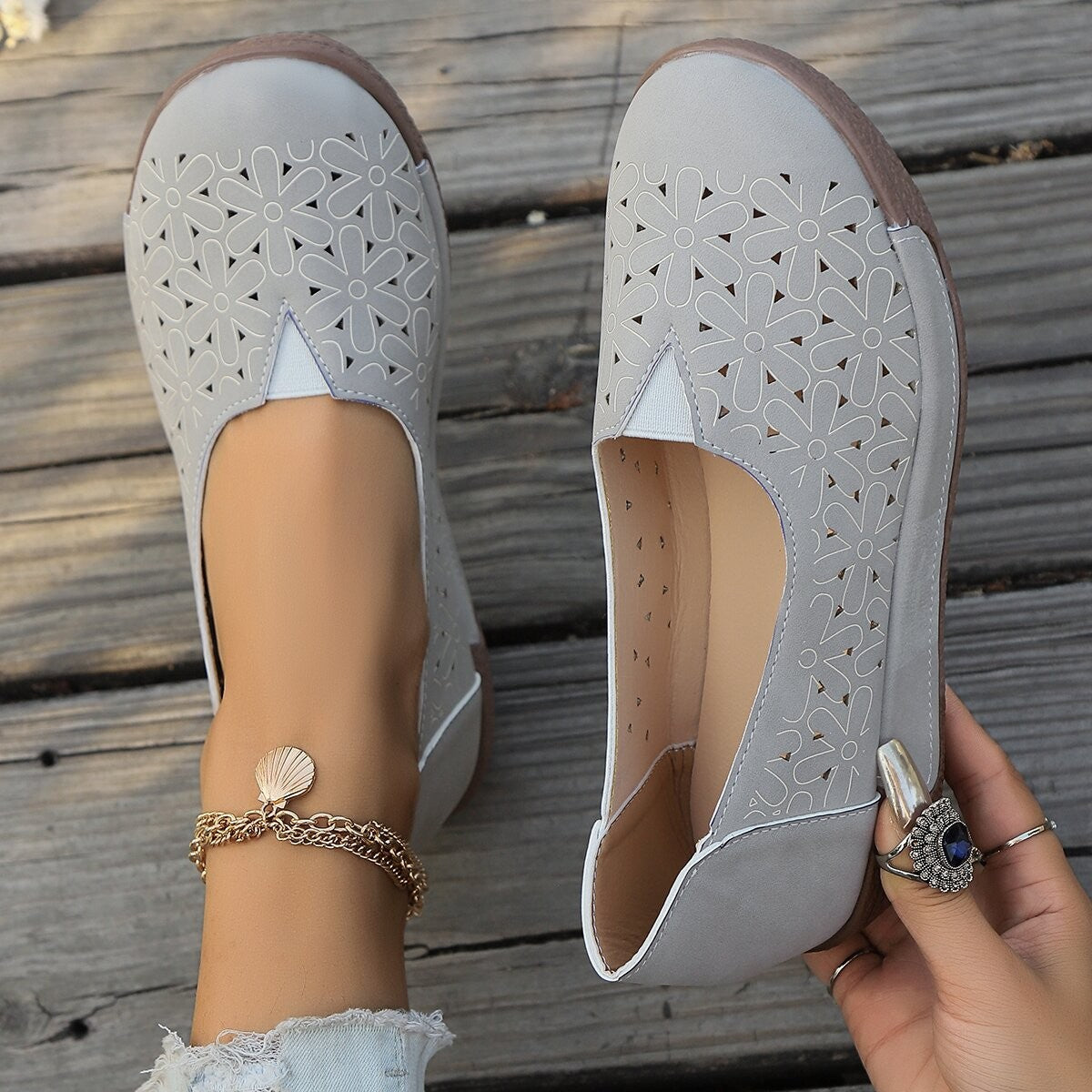 Hollow-Out Casual Loafers, view 9