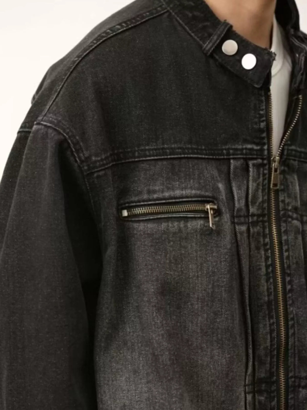 Men's Full Size Washed Zip Up Denim Jacket Plus Size - Lilixa.store