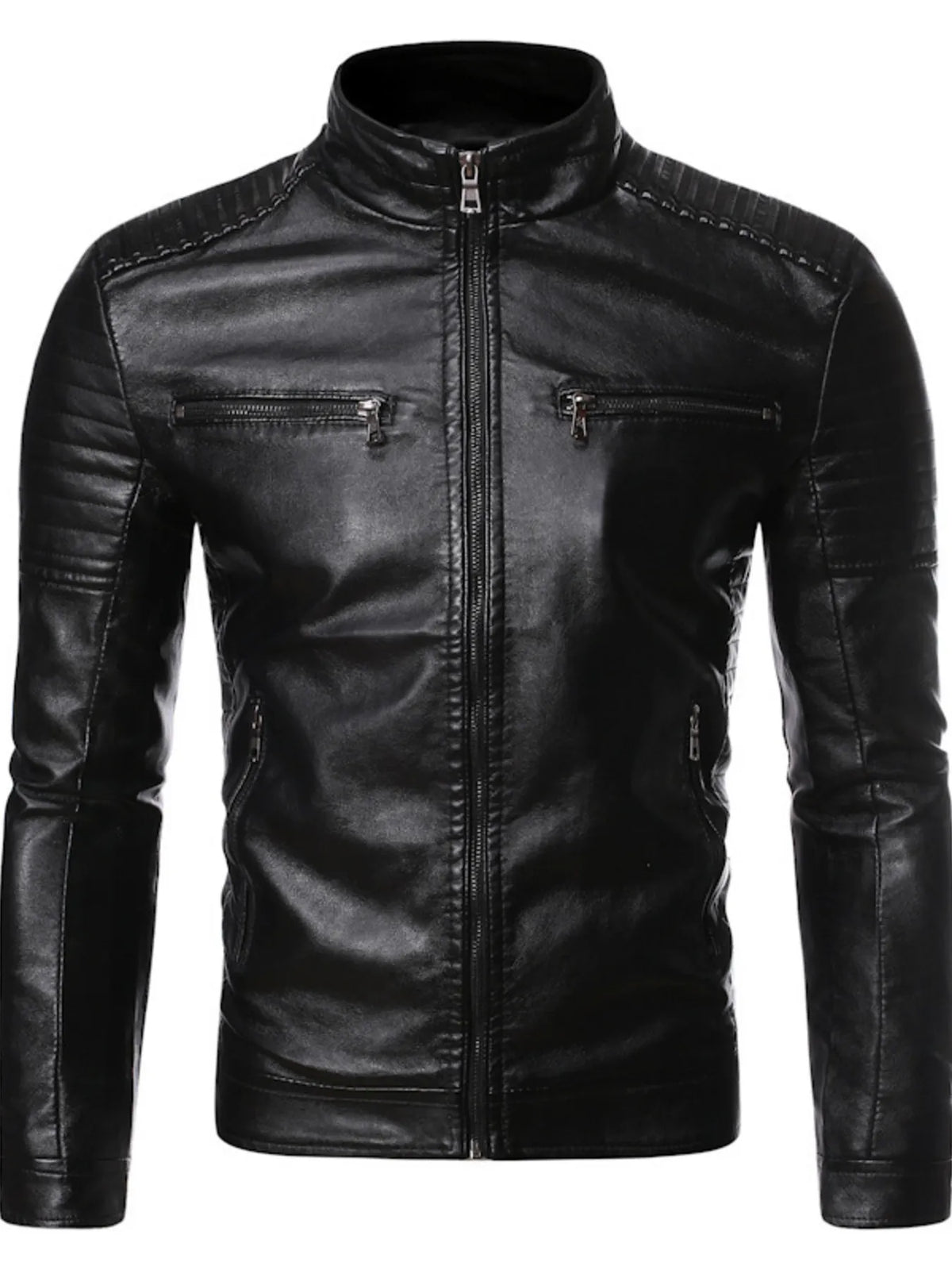 Men's Plus Size Zip Up Motorcycle Jacket - Lilixa.store