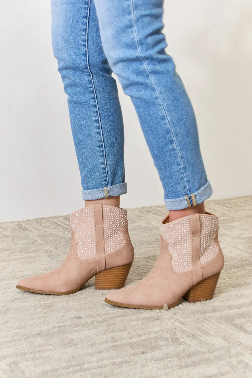 East Lion Corp Rhinestone Ankle Cowgirl Booties - Lilixa.store