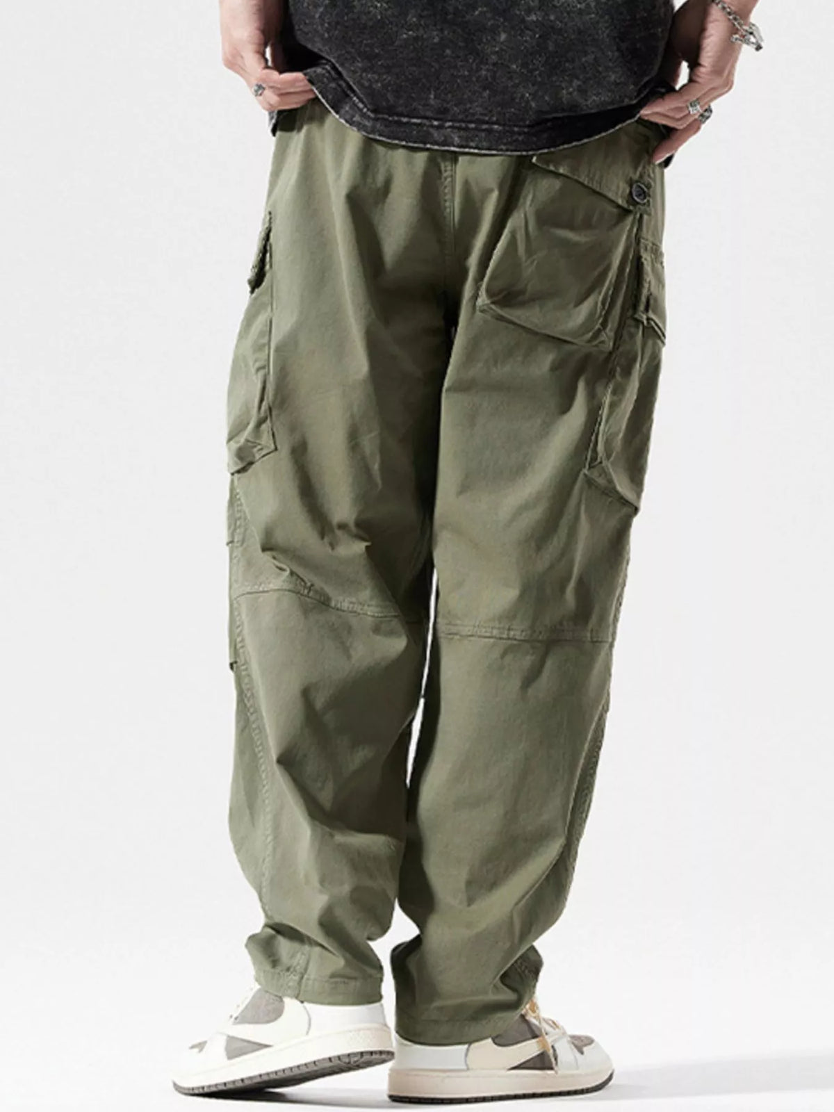Men's Full Size Loose Fit Multi-Pocket Cargo Pants Plus Size, view 2