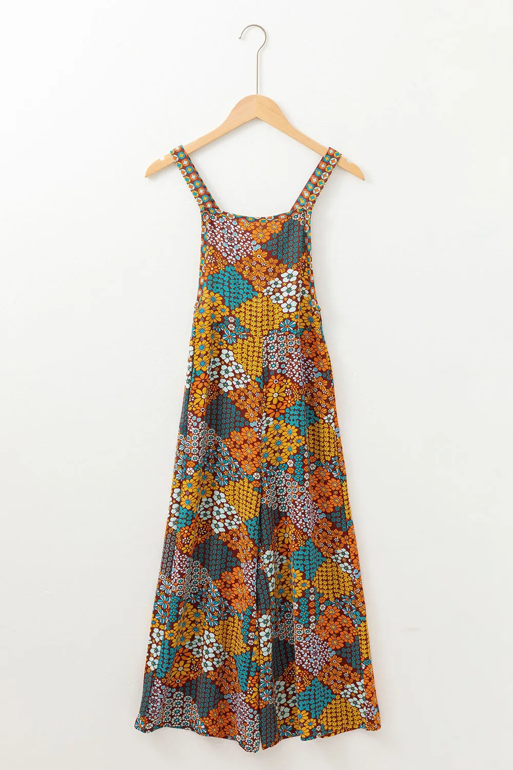 Floral Crisscross Strap Wide Leg Overalls - Lilixa.store