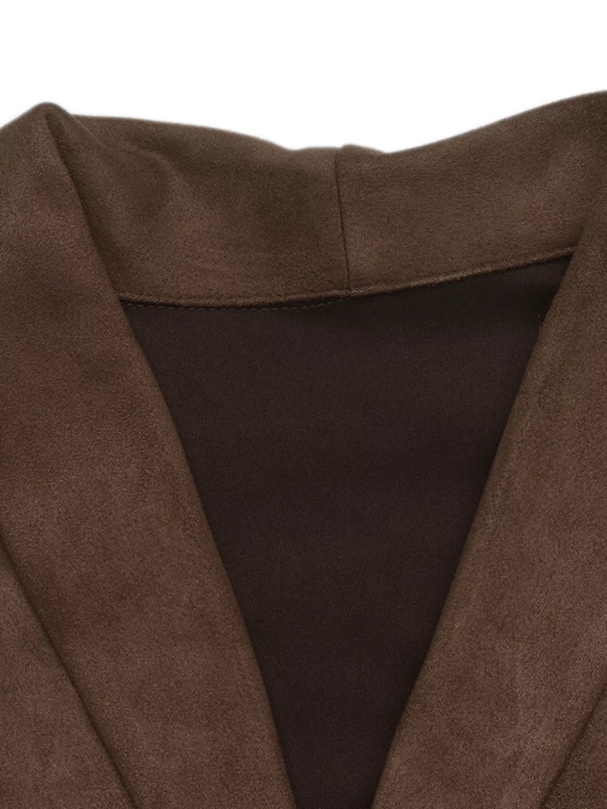 Button-Front Long Sleeve Blazer Dress in Coffee Brown, view 13