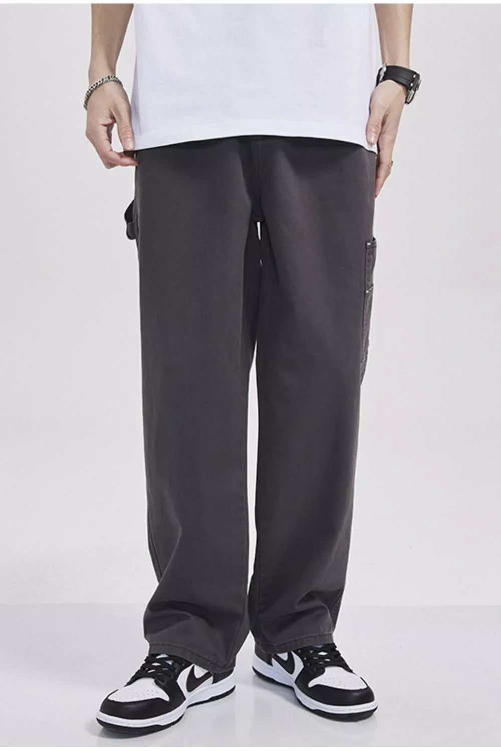 Men's Full Size Loose Fit Cargo Pants Plus Size in Dark Gray